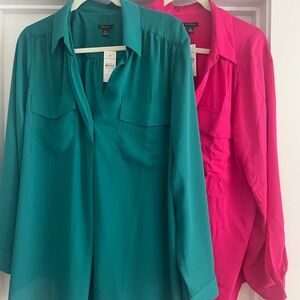 Ann Taylor Teal and Pink Blouses